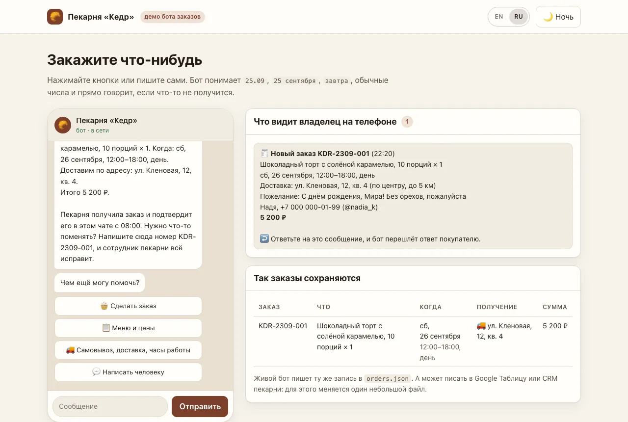 Заказ заканчивается подтверждением и номером, перезванивать не нужно.