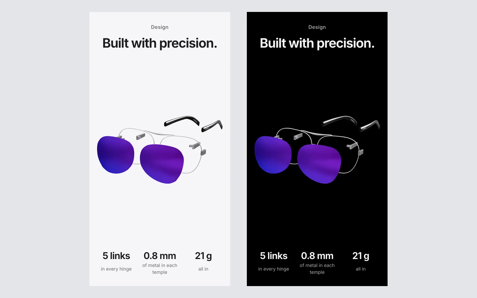 Phone size, light and dark theme. One tap switches the demo between English and Russian.